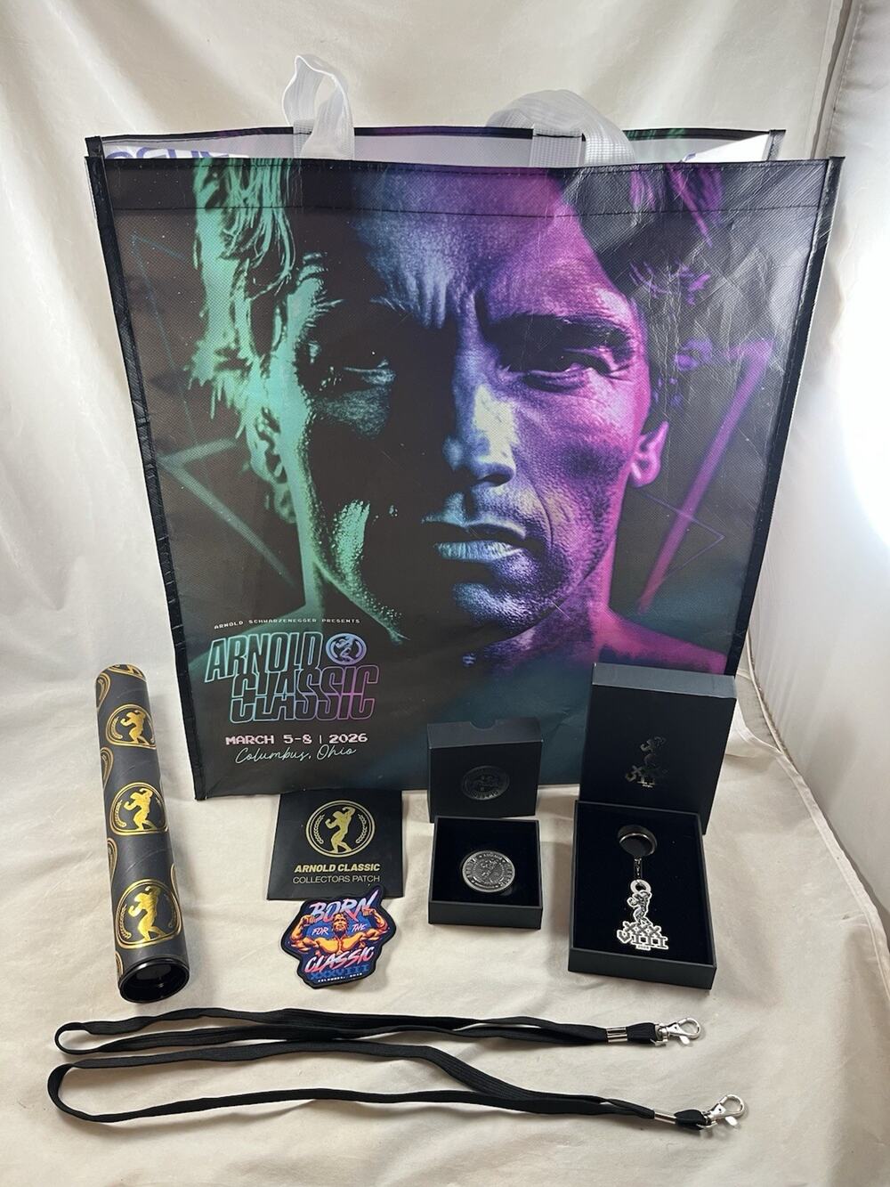2026 Arnold Classic Sports Expo Souvenirs Tote Poster Keychain Coin Patch 7 Lot